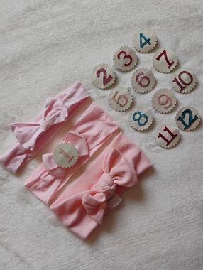 Set Of 3 Newborn-12 Month Headband Set | Milestone Month Headbands